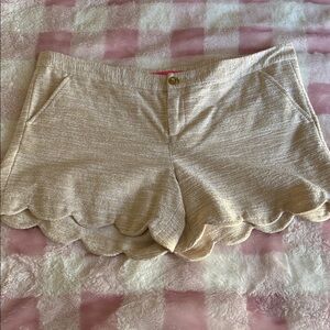 Lilly Pulitzer tweed shorts gold metallic size 16